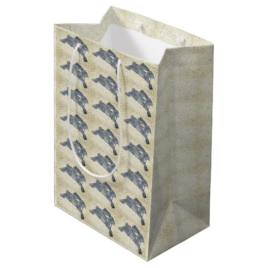 Delft Blue & White Rabbit Tile Design Hare Medium Cadeauzakje (Achterkant Gekanteld)