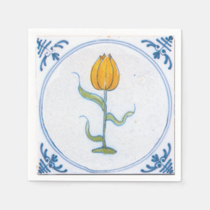 Delft Blue White Yellow Tulip Art-inapkin Servet
