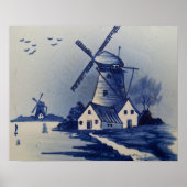 Delft Blue Windmill Poster (Voorkant)