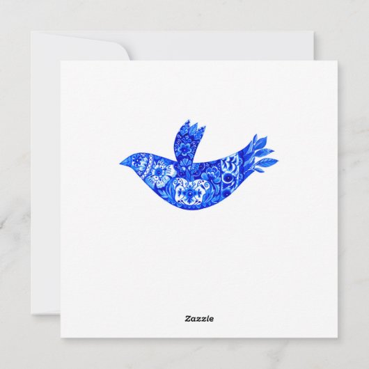 Delft Bluebird and Tulips Kaart (Achterkant)