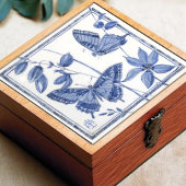 Delft Butterfly Floral Wall Decor Art Nouveau Tegeltje