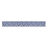 Delft China Style Blue Hearts -  geschilderd Grosgrain Lint (Voorkant)