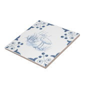Delft Crane Tile met Scroll Corners Tegeltje (Zijkant)