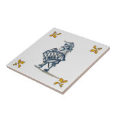 Delft Drummer Tile c 1890 in Blue, Grey & Yellow Tegeltje (Zijkant)