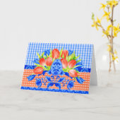 Delft en Tulpen Eieren Kaart (Gele Bloem)