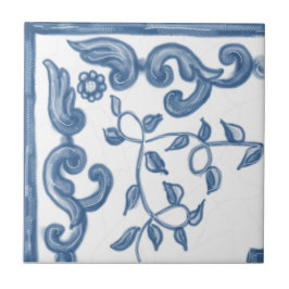Delft Floral Corner Ceramic Tile Tegeltje