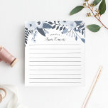 Delft Floral | Gepersonaliseerde leningen Notitieblok<br><div class="desc">Het Latijnse florale notitieblok is voorzien van een bovengrens van blauwe bloemen en plantaardige stoffen,  geïnspireerd door de blauwe glaskerij. Personaliseer met twee lijnen van douanetekst in modern blok en het schrijven van het calligrafiekmanuscript; getoond met de Franse groet "bonjour"en jouw naam. Gelineerd.</div>