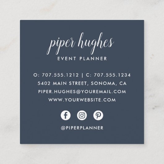 Delft Floral Vierkante Visitekaartje (Achterkant)