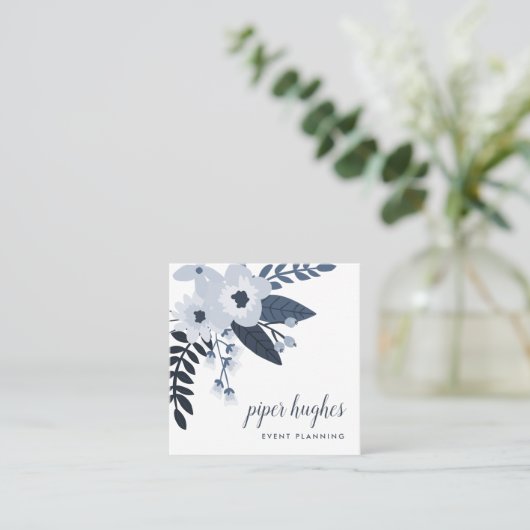 Delft Floral Vierkante Visitekaartje (Staand voorkant)