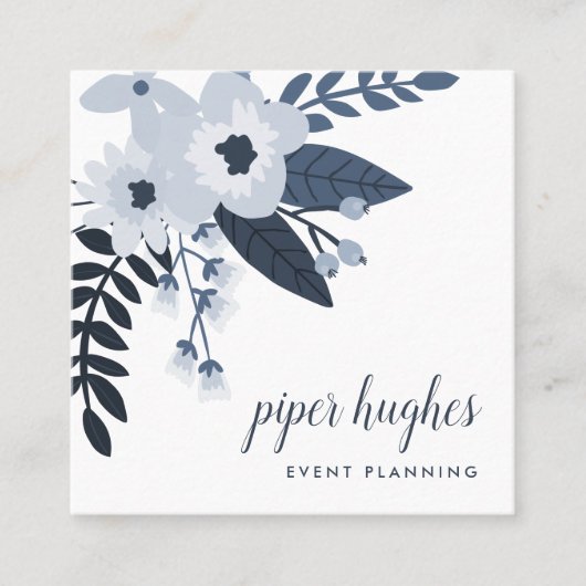 Delft Floral Vierkante Visitekaartje (Voorkant)