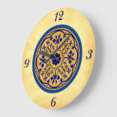 Delft geïnspireerd blauw op Faux Parchment Wall Cl Grote Klok (Hoek)