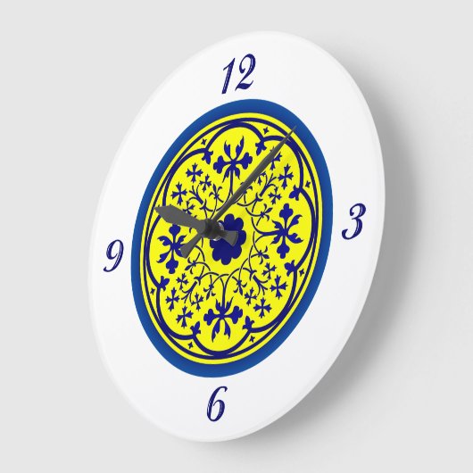 Delft Geïnspireerd blauw witte, gele wandklok (Hoek)