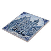 Delft houses Delft Blue style ceramic tile Tegeltje (Zijkant)