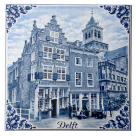 Delft-huizen Delft Blue stijl keramische tegel Tegeltje