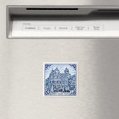 Delft huizen Delft Blue stijl magneet (Insitu (Vaatwasser))