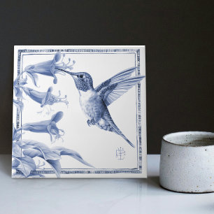 Delft Hummingbird Decor Art Nouveau Waterverf Tegeltje