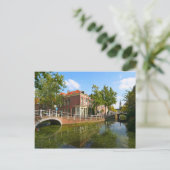 Delft-, kanaal-, brug- en oude huizen briefkaart (Staand voorkant)