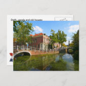 Delft-, kanaal-, brug- en oude huizen briefkaart (Voorkant / Achterkant)