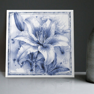 Delft lelie wanddecoratie Art Nouveau aquarel Tegeltje