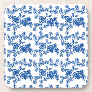 Delft-LIke Blue Floral Print Bier Onderzetter