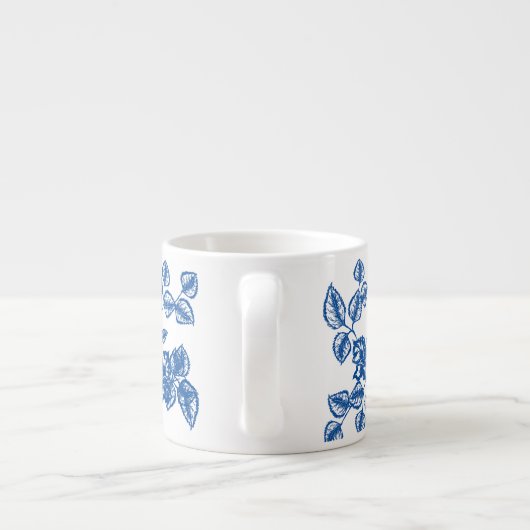 Delft-LIke Blue Floral Print Espresso Kop (Achterkant)