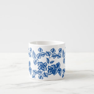 Delft-LIke Blue Floral Print Espresso Kop