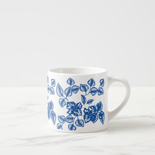 Delft-LIke Blue Floral Print Espresso Kop (Rechts)