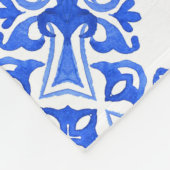 Delft like - Royal Blue and White Filigree Fleece Deken (Hoek)