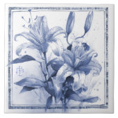 Delft Lily Wall Decor Art Nouveau Waterverf Tegeltje (Voorkant)