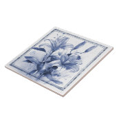 Delft Lily Wall Decor Art Nouveau Waterverf Tegeltje (Zijkant)