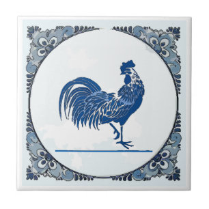 Delft look Rooster, change image, Ceramic Tile Tegeltje