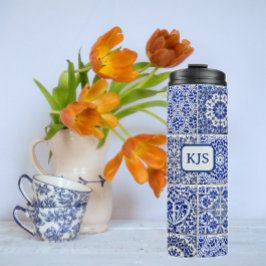 Delft Look Tegels met Uw Initiëlen - Mooie Nederla Thermosbeker