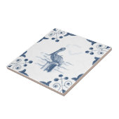Delft Pelican Tile met Scroll Corners Tegeltje (Zijkant)