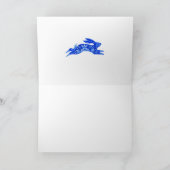 Delft Rabbit en Tulips Folded Wenskaart Kaart (Binnen)