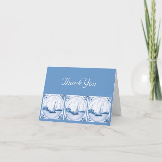 Delft Sailboat  Art Thank You Card Bedankkaart (Voorkant)
