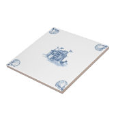 Delft Sandcastle Tile met Shell Corners Tegeltje (Zijkant)