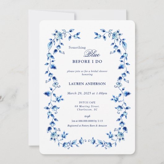 Delft Something Blue Voordat ik Vrijgezellenfeest  Kaart (Voorkant)