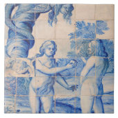 Delft Tile Adam en Eva Picturesque scène herstelle Tegeltje (Voorkant)