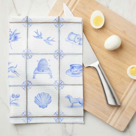 Delft Tile Teatowel Theedoek (Quarter Fold)