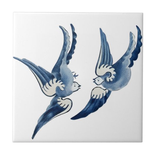 delft tiles reproduceerbaar vederwild tegeltje (Voorkant)