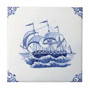 delft tiles reproduceerbaar vissersvaartuig tegeltje