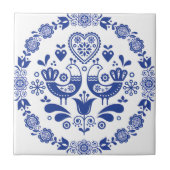 delft tiles reproduceert bloemen en vogels tegeltje (Voorkant)