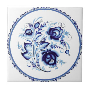 delft tiles reproduceert luxe blauwe bloemen tegeltje