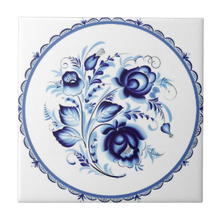 delft tiles reproduceert luxe blauwe bloemen tegeltje