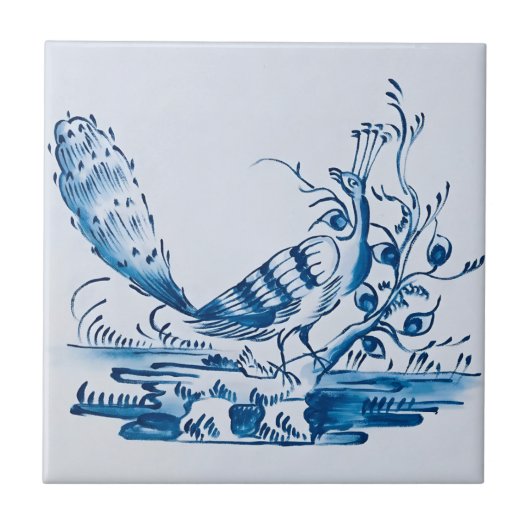 delft tiles reproduceert  patroonvogel tegeltje (Voorkant)