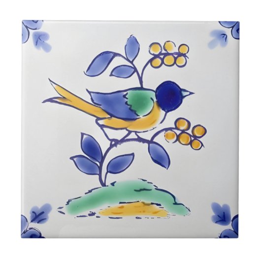 delft tiles reproduceert textuurvogel tegeltje (Voorkant)