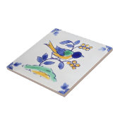 delft tiles reproduceert textuurvogel tegeltje (Zijkant)