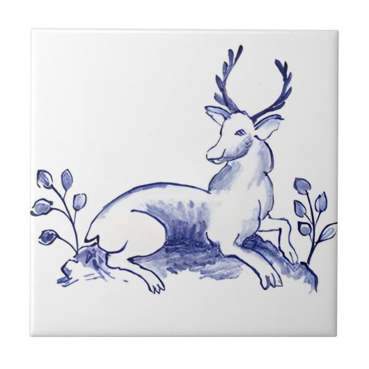 delft tiles reproductions giraffe tegeltje (Voorkant)