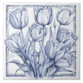 Delft Tulip Wall Decor Art Nouveau Waterverf Tegeltje (Voorkant)