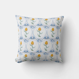 delft Tulp Faux Tile Pattern Pillow Kussen